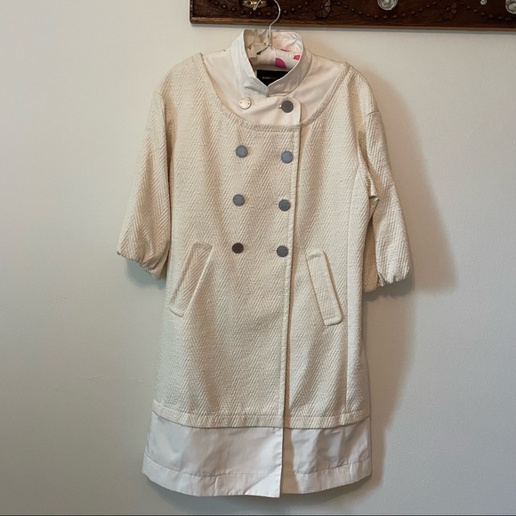 BCBGMaxAzria Double-Breasted Coat Dress Off-White Size M - Picture 2 of 12
